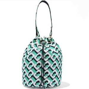 Diane von Furstenberg Reversible Bucket Shoulder Bag, Green/White/Black, NWT